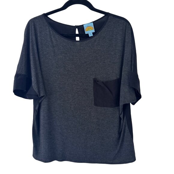 C&C California Tops - C&C California Black Gray Short Sleeve Top Viscose Size Large